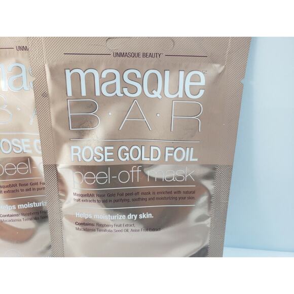 Masque Bar Rose Gold Foil Peel Off Mask Off Purify Sooth Moisturize 5Pack - Picture 2 of 3